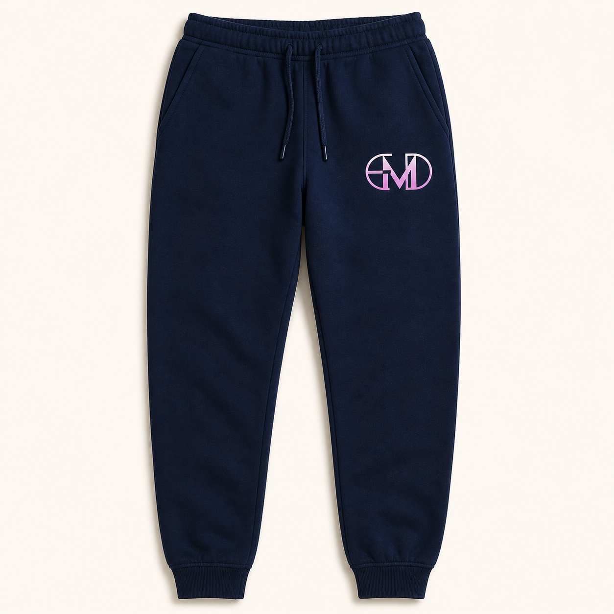 Calca Moletom Emerald - EMD Monograma Rosa - Azul Marinho