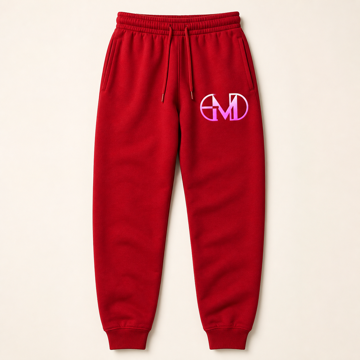 Calca Moletom Emerald - EMD Monograma Rosa - Vermelho